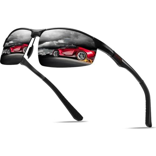 Mens Driving Polarized Sunglasses Aluminum Magnesium Frame Sports Sun Glasses Men Driver Retro Goggles Eyewear UV400 Anti-Glare