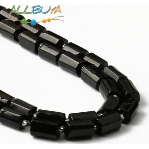 Natural Stone Black Tourmaline Cylinder Shape Loose Spacer Beads for Jewelry Making DiY Handmade Bracelet Necklace Accessories