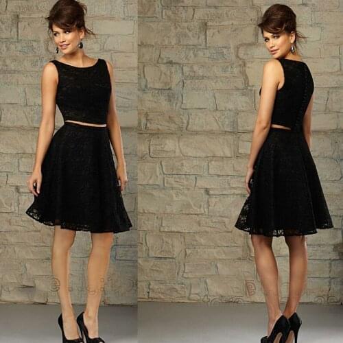 Affordable Simple lack two piece set mini Summer Bridesmaid dresses,Junior bridesmaid dress,cheap Bridal wedding party dresses