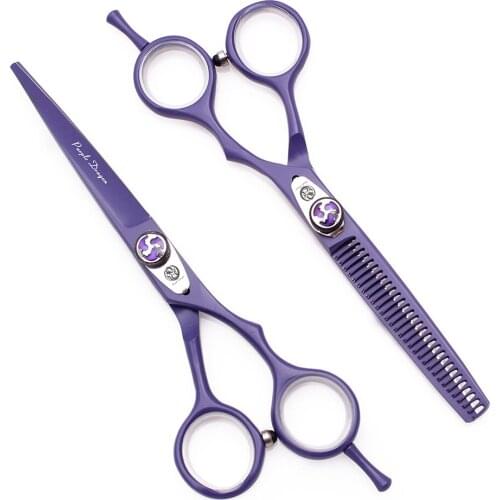 Professional Scissors 5.5" 6" Stainless JP Purple Dragon Hairdressing Hait Cutting Scissors Barber Haircut Thinning Shears 1018