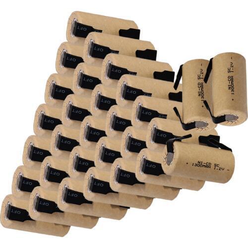 True capacity! 30 pcs subc battery ni-cd SC battery rechargeable nicd battery replacement 1.2v batteria 1300 mah power bank