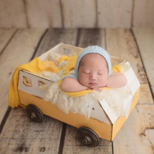 Dvotinst Newborn Photography Props Retro Posing Trolley Handcart Iron Mini Bus Fotografia Accessories Studio Shoot Photo Props