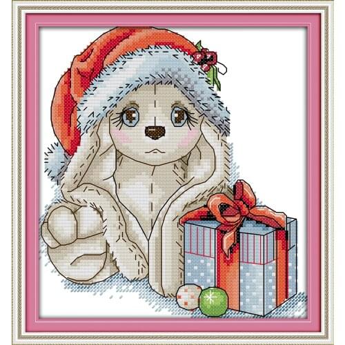 Christmas puppy cross stitch kit aida 14ct 11ct count printed canvas stitches embroidery DIY handmade needlework
