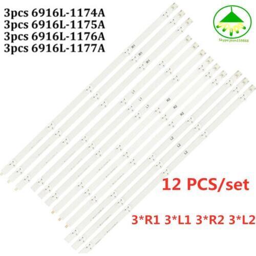 100%NEW 12PCS/set LED backlight strip Replacement 6916L-1259A 6916L-1260A 6916L-1261A 6916L-1262A LC470DUE (SF)PCS