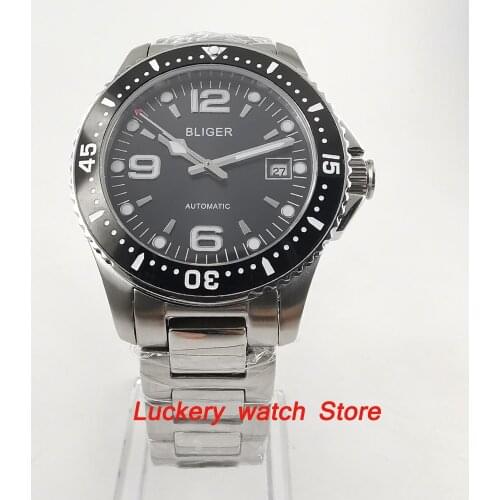 40mm bliger black dial Luminous saphire glass;black Ceramic Bezel Automatic movement mens watch-BA88