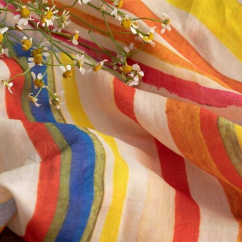 Natural Ramie fabric Colour stripe printing tissu Customized fabrics for fashionable dresses and gowns material