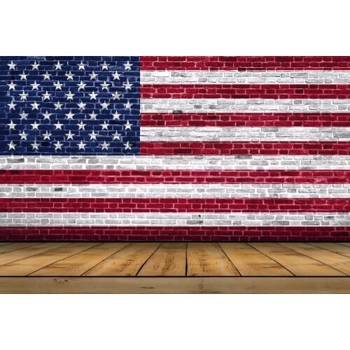 VinylBDS Wood American Flag Photography Background Flag Day Photography Backdrops With Stars Children Wood Floor Photocall