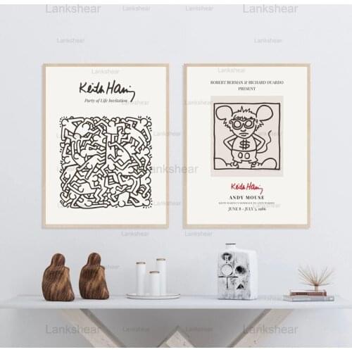 Museum Exhibition Canvas Painting Modular Posters and Prints Andy Mouse Wall Art Gallery Picture for Living Room Home Decoration