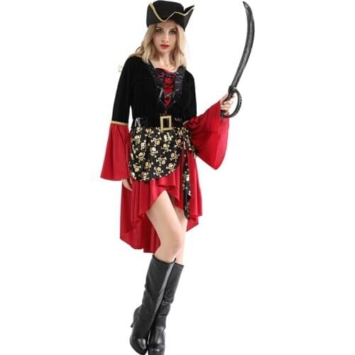 Skull Sexy Pirate Costume Women Adult Halloween Carnival Costumes Fantasia Fancy Dress Disfraz Mujer Adulta