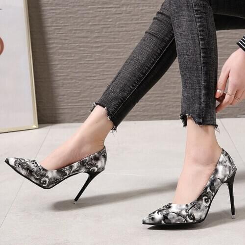 2020 high-heeled shoes womens shoes spring new sexy stiletto flower high-heeled shoes