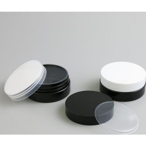 24 x 50g Travel Empty Black Pet Skin Care Cream Jar With Plastic Lids with Insert 5/3oz Cosmetic Container