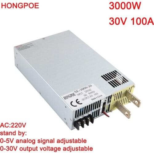 3000W 30V Power Supply 0-30V Adjustable Power 30VDC AC-DC 0-5V Analog Signal Control SE-3000-30 Power Transformer 30V 100A