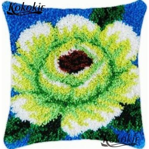 3d cushion embroidery yarn handmade embriodered mats Latch hook kits handicraft needlework cross stitch kits flower cushion
