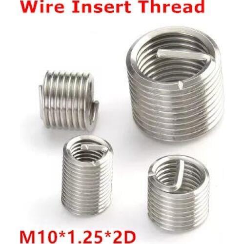 50pcs M10*1.25*2D Wire Thread Insert , M10 Screw Bushing , stainless steel Wire Screw Sleeve Thread Repair