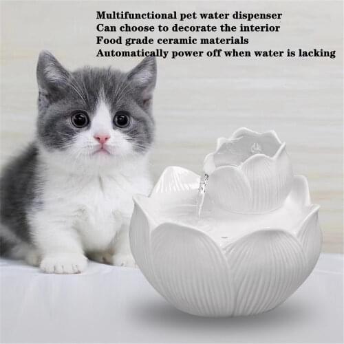 Pet Water Dispenser Automatic Cats Fountain Ceramics Dog Water Bowl Rabbit Waterer Dogs Dinking USB Smart Power Off Indoor Decor