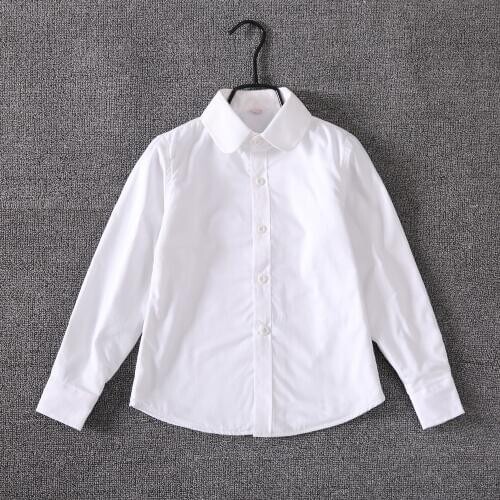 Girls White Shirts Long Sleeve Peter Pan Collar Blouse 8 10 12 14 years Teen Girls School Clothing