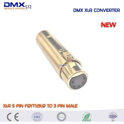 Free shipping 4PCS/Lot XLR 5 PIN Female TO 3 PIN MALE DMX ADAPTER SOCKET CONVERTER for stage lighting