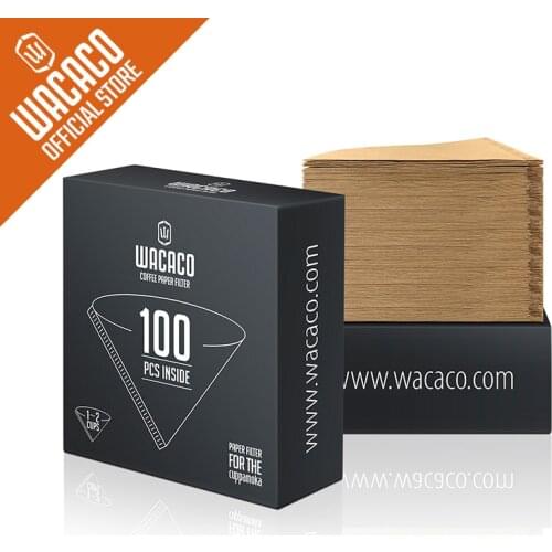 WACACO Coffee Paper Filters 2 Packs for Cuppamoka, 100 Count*2 , 1-2 Cups Size, Natural Wood Fibers
