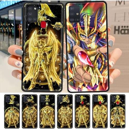 Case For Samsung Galaxy A51 A71 A21s A31 A72 A52 A32 5G A41 A12 A02s A11 Stylish Silicone Black Phone Cover Anime Saint Seiya