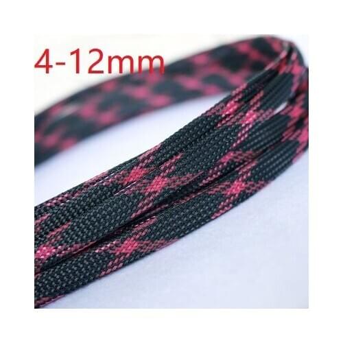 Black Pink PET Braided Wire Sleeve 4 6 8 10 12mm Tight High Density Insulated Cable Protection Expandable Line Sheath Colorful