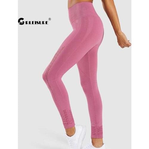 CHRLEISURE Hollow Yoga Pants Seamless High Waist Hip Lift Breathable Sport Leggings Tight Quick Dry Gym Fitness Sportswear