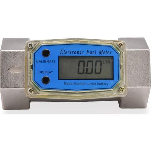 Digital Flowmeter K24 Electronic Liquid Turbine Meter Electronic Diesel Flowmeter 1.5 Inches Fuel Oil Flow Meter 40-280L/MIN