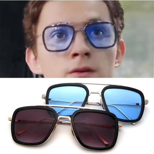 Colourd Square Men Edith Sunglasses Steampunk Blue Metal Frame UV400 Sun Glasses 2019 Trending Tony Stark Women Punk Eyewear
