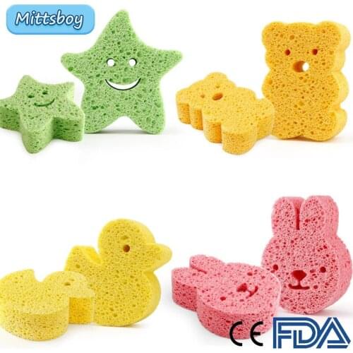 Baby Duck Shape Animal Bath Sponge Infant Shower Environmental friendly Cotton Scrub Body Bath Brushes Spa Sponge Cleaning Softs