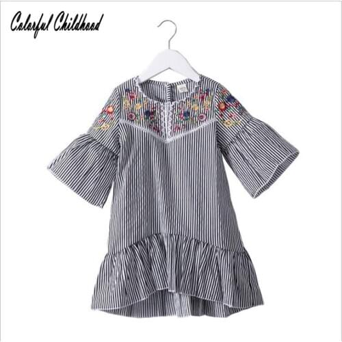 Baby Toddler Girls Summer Dress Embroidery Kids Party Christmas Stripe Long Sleeve Dresses For Girls Fashion Princess Clothes
