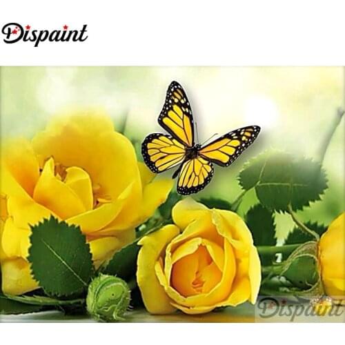 Dispaint Full Square/Round Drill 5D DIY Diamond Painting "Yellow flower" Embroidery Cross Stitch 3D Home Decor A11074