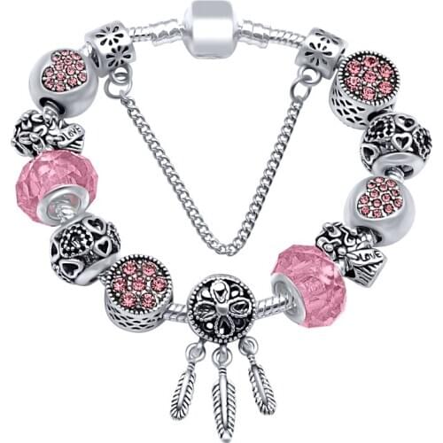 Crystal Dream Catcher Charms Bracelets For Women Fashion Beads Bracelet Women Party Jewelry With Gift Free PA179