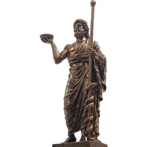GREEK MYTHOLOGY ASCLEPIUS AESCULAPIUS RESIN ART&CRAFT RETRO STATUE CREATIVE MYTHOLOGICAL FIGURE HOME DECOR A562