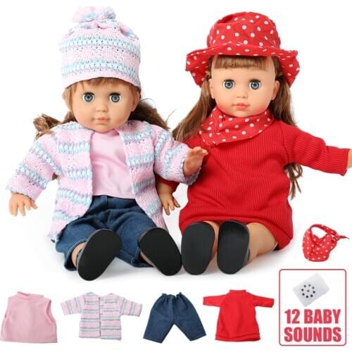 14 inch bebe reborn doll Simulation sound soft Silicone clothes 36cm Dolls long hair lifelike Baby intelligent for toys girls