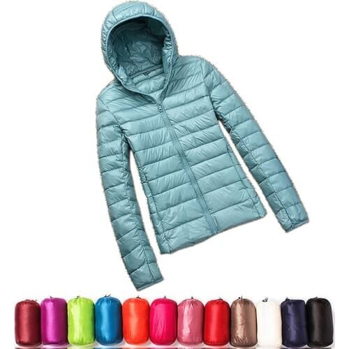 2020 New Casual 90% Ultra Light White Duck Down Jacket Women Autumn Winter Warm Coat Lady Plus Size Jackets Female Hooded Parka