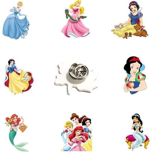 Disney Snow White And Prince Trend Lapel Pin Couple Jewelry Acrylic Epoxy Resin Accessories Children Pin Couple Jewelry