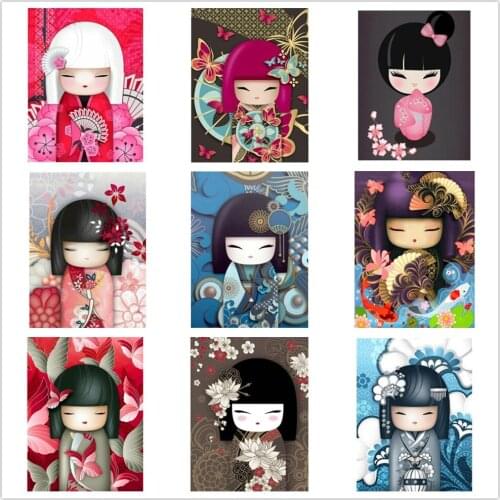 Kexinzu Full 5D Square Round Drill Diamond Painting Kit Cross Stitch Cartoon Girl 5D Mosaic Embroidery Handmade Home Decor Gift