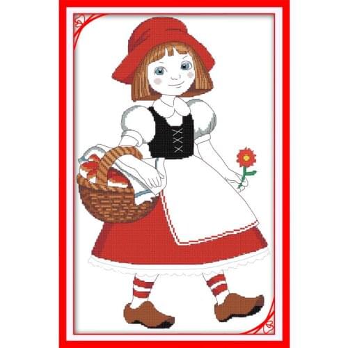 Joy Sunday Girl Delivering Bread Cross Stitch DIY 11&14CT Cross Stitch Kits Embroidery Needlework Sets Handmade Embroidery Kits