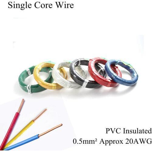 20AWG 0.5mm² BV Single Core Cable Electrical Wire Single Strand Hard Line PVC Insulated Electric Pure Copper Wires 0.5mm Square