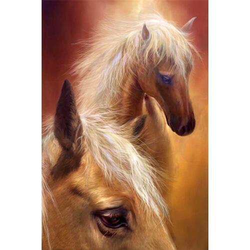 Full square drilll diamond painting needlework cross stitch needlework diamond embroidery animal Two horse dimond mosaic A7010R