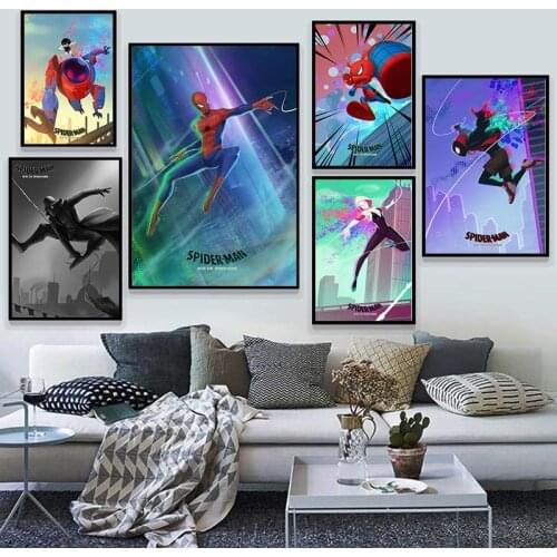 Marvel Canvas Painting Posters Spider Man Into The Spider Verse Movie Wall Art Prints and Posters Home Decor Pictures Room Decor