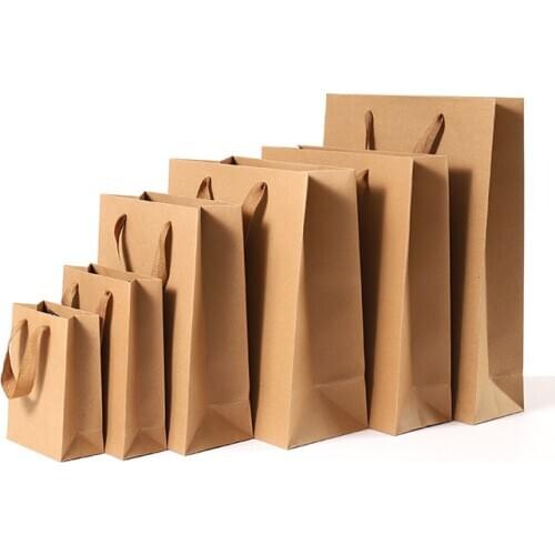 1Pc Rectangle Cardboard Pouches Gift Shopping Bags with Handles for Clothes Books Packaging Wedding Birthday Party Paper Bags