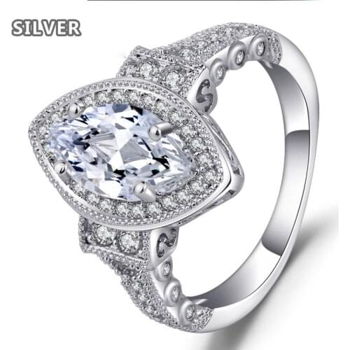 Luxury Horse Eye Diamon Queen,3carat Lady Ring Elliptical Olive-shaped White Crystal Party Engagement cubic zirconia ring