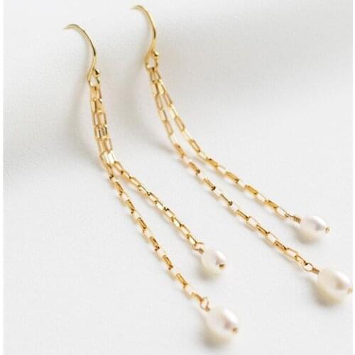 14K Gold Filled Drop Earrings Handmade Natural Pearl Earrings Gold Jewelry Boho Oorbellen Brinco Vintage Jewelry Women Earrings