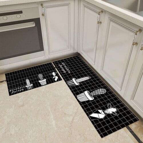 Grid Kitchen Mat Long Floor Anti-slip Carpet Tapete Fashion Entrance Doormat Absorbent Area Rugs Living Bedroom Prayer Pad