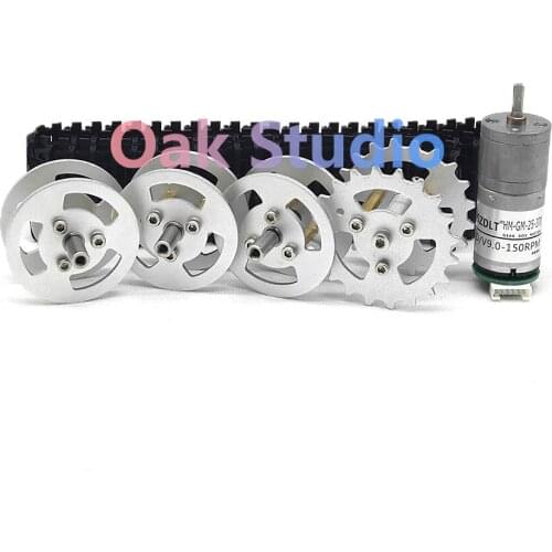 DIY smart tank kit includes metal load-bearing wheels, drive wheels, plastic track and 9V with Hall sensor motor