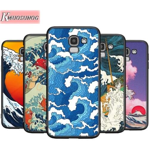 Japanese Wave Art For Samsung Galaxy J8 J7 J6 J5 J4 J3 J2 Core Duo Prime Plus Star 2016 2017 2018 Soft Phone Case