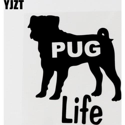 YJZT 12.1CM×13.3CM Fun Pug Life Vinyl Car Window Sticker Bumper Decal Black/Silver 8C-0666