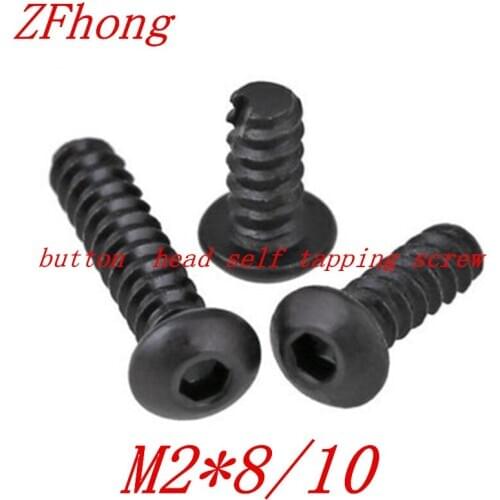 100pcs/lot M2*8/10 Button head self tapping screw with flat end