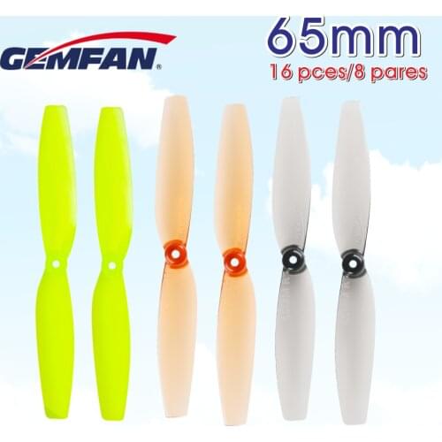 16PCS/ 8Pair Gemfan 65mm 1.5mm Hole 2-blade Propeller PC CW CCW for RC Drone FPV Racing Indoor Racer