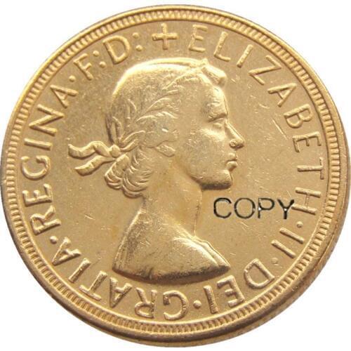 1967 REGINA FD ELIZABETH II DEI GRATIA GOLD PLATED 1 SOVEREIGN COPY COINS